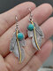 Alloy Turquoise S925 Vintage Grape Leaf Earrings - Gray