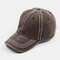 Men & Women Simple Solid Color White Line Washed Baseball Cap Sunscreen Cap - Coffee