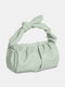 Women Faux Leather Brief Bowknot Chain Handbag Dinner Bag - Green