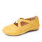 LOSTISY Round Toe Cross حزام خياطة الأحذية المسطحة عارضة خفيفة الوزن - الأصفر