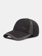 Men Cotton Color-match Patchwork Letter Metal Label Built-in Ear Protection Thick Warmth Baseball Cap - Black