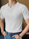 Mens Striped Slim Short Sleeve Lapel Shirt - White