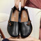 LOSTISY Big Size Soft Multi-Way Wearing Pure Color Flat Loafers - Black