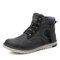 Men Cow Leather Non Slip Warm Lining Outdoor Casual Ankle Boots - Grey
