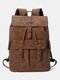 Men Vintage Rub Color Flip Buckle Multifunctional Large Capacity 15.6-inch Laptop Backpacks Travel Bag - Dark Brown