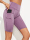 Solid Color Pocket Slim Hip Lift Yoga Leggings - Purple