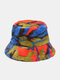 Unisex Plush Color-match Irregular Stripes Tie-dye Thicken Warmth Bucket Hat - #02