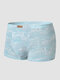 Men Ice Silk Waves Pattern Lightly Lined Mid Waist Skin Friendly Comfy Boxers Briefs - Blue