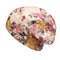 Women Flowers Ethnic Cotton Lace Beanie Hat Vintage Good Elastic Breathable Summer Turban Caps - Beige
