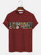 Mens Ethnic Pattern Crew Neck Casual Short Sleeve T-Shirts - Wine Red