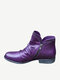 Women's  Large Size Wearable Solid Color Side-zip Casual Flat Ankle Boots - Dark Purple