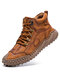 Men Hand Stitching Metal Outdoor Casual Ankle Boots - Brown
