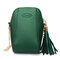 Women PU Leather Tassel Phone Bags Mini Crossbody Bags  - Green
