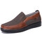 Men Splicing Old Beijing Style Slip On Casual Cloth Shoes - Red Brown