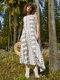 Geo Tribal Print Sleeveless Crew Neck Bohemian Dress For Women - White