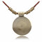 Vintage Thread Round Pendant Antique Gold Necklaces Leather Long Necklaces for Women Men - 2