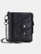 Men Brown Genuine Leather RFID Anti-theft Vintage Large Capacity Foldable Card Holder Wallet - Black