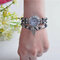 Ethnic Bracelet Watches Agate Beads Quartz Watches Vintage Leaf Pendant Wrist Watches for Women - Black