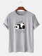 Plus Size Mens Cartoon Panda Print 100% Cotton Fashion Short Sleeve T-Shirts - Gray