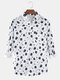 Mens Cartoon Bear Letter Print Casual Long Sleeve Shirts With Pocket - White