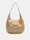 Women's PU Leather Simple Fashion Trend Shoulder Bag Large Capacity Premium Underarm Tote Bag - Khaki