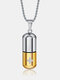 1 Pcs Casual Pill Pendant Perfume Bottle Opening Detachable Laser Cross Titanium Steel Necklace - Gold
