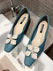 Women Elegant Luxury Embellished Comfy Square Toe Date Shoes - Blue