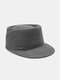 Men Wool Solid Color Letter Label Concave Top Twill Casual Equestrian Hat Flat Cap - Gray