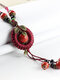 Ceramics Alloy Vintage Weave Leaf Sweater Necklace - Red