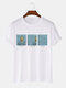 Mens Van Gogh Funny Pattern Short Sleeve 100% Cotton Shirts - White