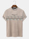 Mens Letter Geometric Pattern Patchwork Texture Short Sleeve T-Shirts - Khaki