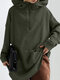 Women Solid Color Pocket Zip Front Loose Casual Hoodie - Green