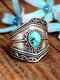 Turquoise Alloy Vintage Bohemian Irregular Ring Drop-shaped Rings - Silver