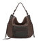 Brenice Women Faux Leather Designer Woven Stitching Tote Bag Crossbody Bag - Coffee