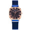 Esporte de negócios feminino Watch liga completa Banda numerais romanos fecho ajustável quartzo Watch - Azul