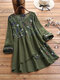 Patchwork estampado floral irregular Plus blusa vintage tamanho - Verde