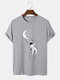 Mens Moon Astronaut Swing Print Crew Neck Short Sleeve T-Shirts - Gray