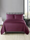 3PCs Dacron Embosses Pattern Solid Color Bedding Sets Bedspread Quilt Cover Pillowcase - Purple