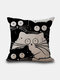 Valentine Black And White Cats Pattern Linen Cushion Cover Home Sofa Art Decor Throw Pillowcase - #02