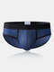 Men Contour Pouch Mesh Briefs Acrylic Cool Patchwork Low Rise Underwear - Royal Blue
