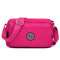 Woman Nylon Waterproof Crossbody Bag Casual Outdoor Shoulder Bag  - Rose Red