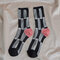 Women Summer Thin Elastic Transparent Short Contrast Grid Middle Tube Socks - Black