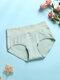 Women Lemon Plant Leaf Print Cotton Breathable Stretch Waistband High Waisted Panties - #04