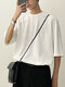 Hombre Round Cuello Camiseta de media manga - Blanco