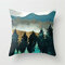 Oil Painting Mountain Forest Landscape Peach Skin Cushion Cover Home Office Throw Pillow Cover - #11