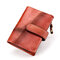 RFID Women Genuine Leather 10 Card Slot Wallet Brush Color Coin Purse - Red
