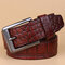 Men Business Crocodile Pattern First Layer Of Leather Belt Leisure Genuine Leather Pin Buckle Belt - Brown