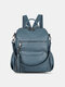 Women Vintage Lock Large Capacity Multi-Pocket Backpack Student Bag - Dark Blue
