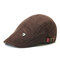 Mens Classic Embroidery Letter Cotton Sunshade Beret Caps Casual Adjustable Forward Hat - Coffee