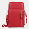 Women 8 Card Slots Solid Casual Phone Bag Crossbody Bag - Red